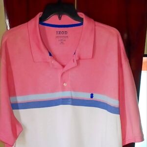 IZOD Men's Pink and White Polo Shirt Mens 3xlt